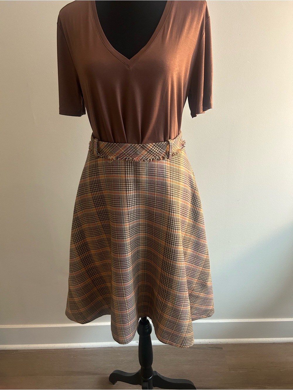 Odille Brown Plaid Circle Skirt